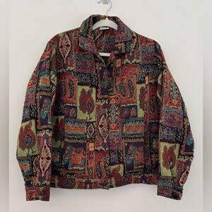 Parsley‎ & Sage Size XL Beaded Tapestry Jacket Chicken Artsy Grandma Core